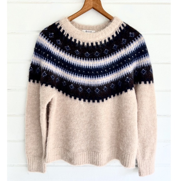 MADEWELL Gale Alpaca Blend Fair Isle Pullover Crew Neck Sweater - NWT! - S - Picture 4 of 12